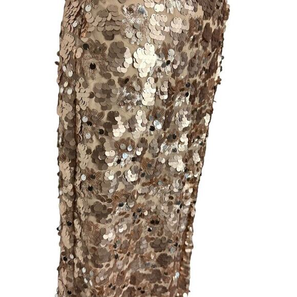 Night Moves Light Gold All Over Sequin Beaded Strapless Formal 6755 Dress Gown 4 - Picture 3 of 16